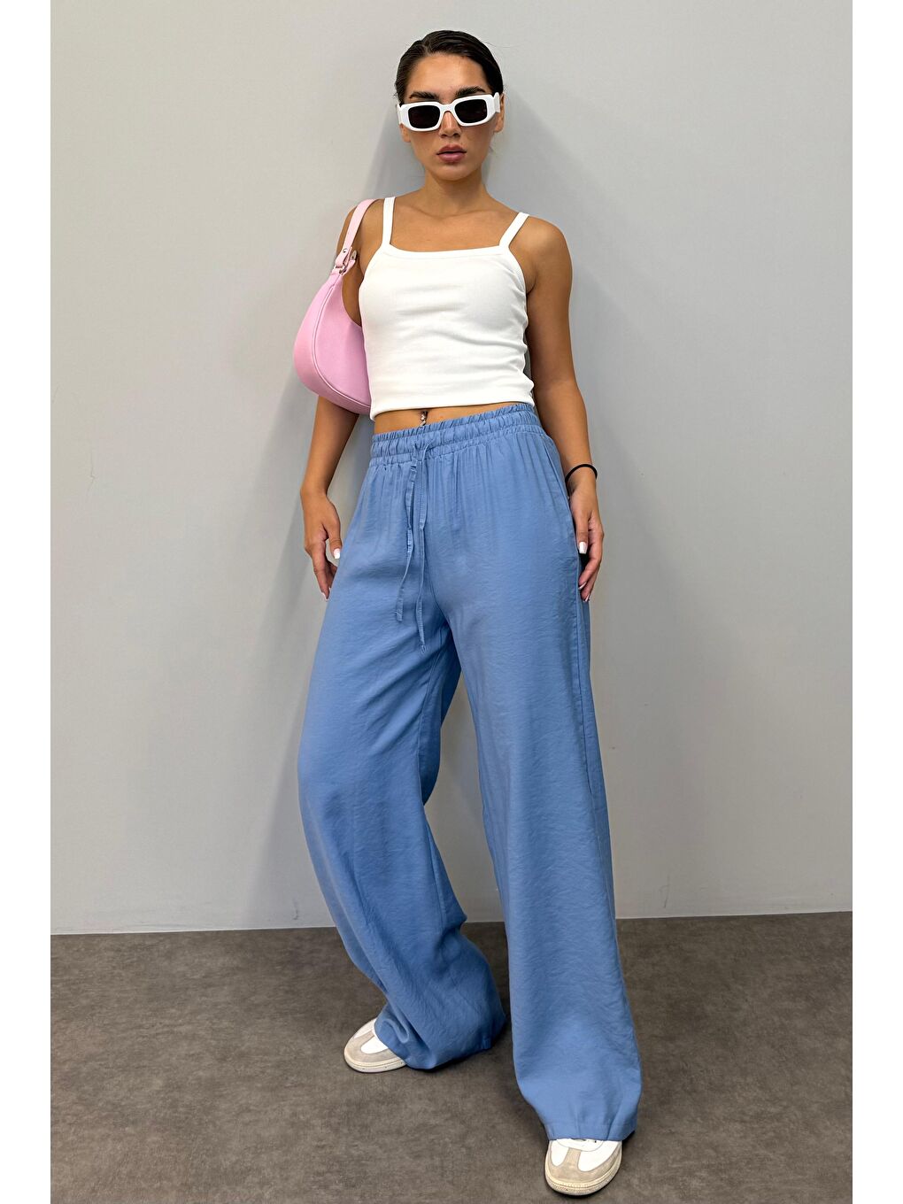 Mavi Geniş Paça Kadın Pantolon Mg1982