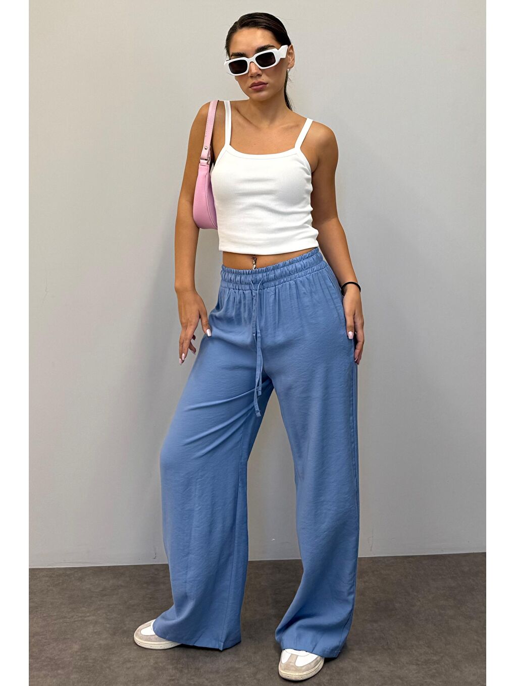 Mavi Geniş Paça Kadın Pantolon Mg1982-1