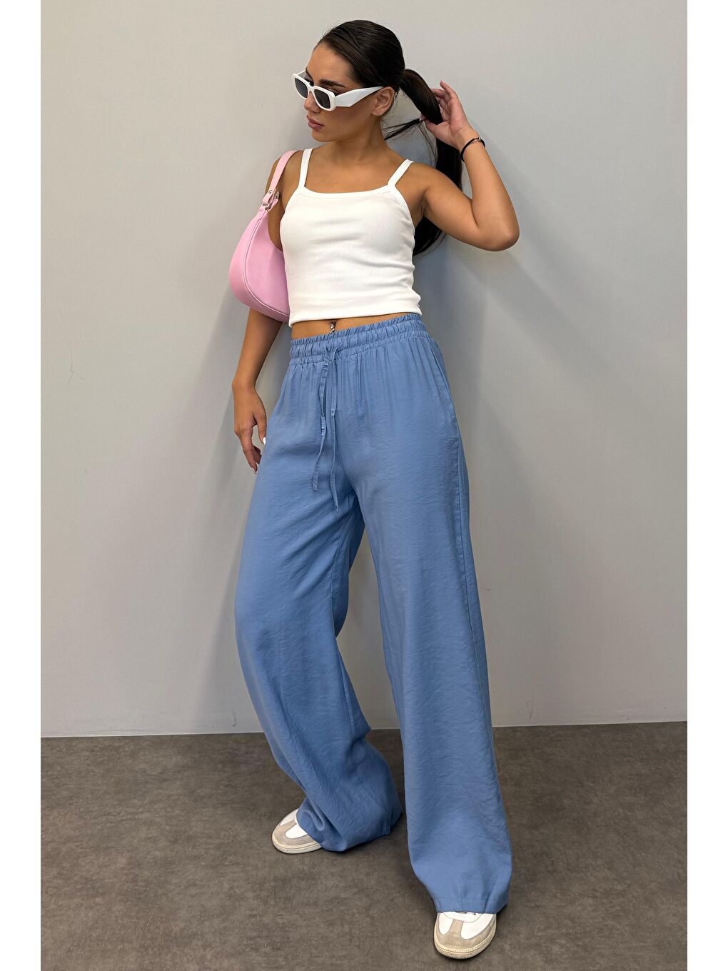 Mavi Geniş Paça Kadın Pantolon Mg1982-2