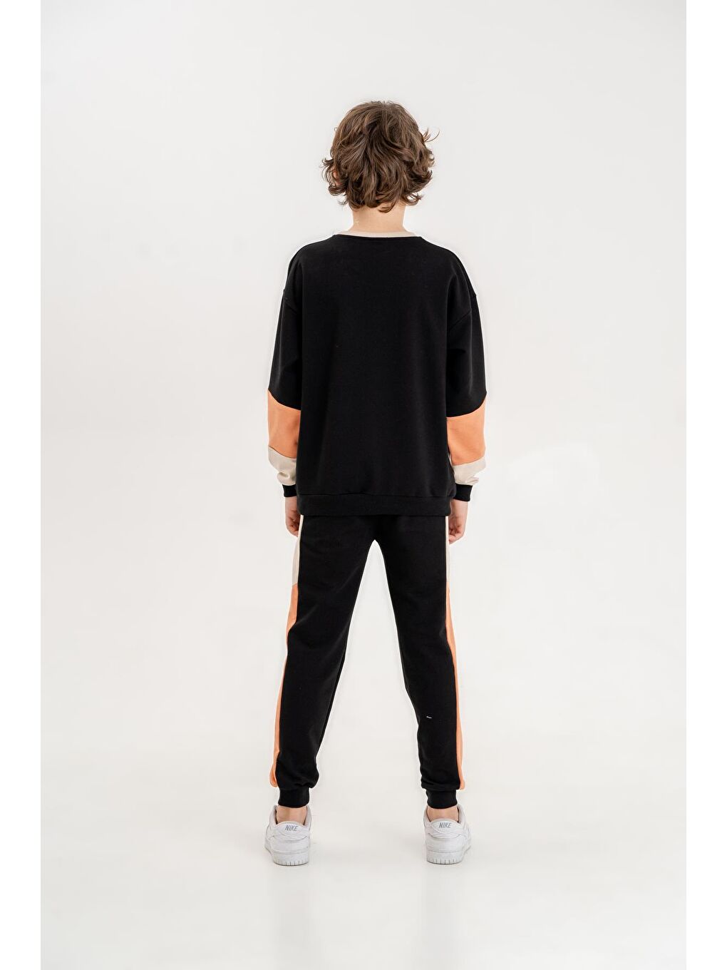 Siyah Always Brave Baskılı Kanguru Cep Detay Bisiklet Yaka Alt Üst Erkek Çocuk Eşofman Takımı-2