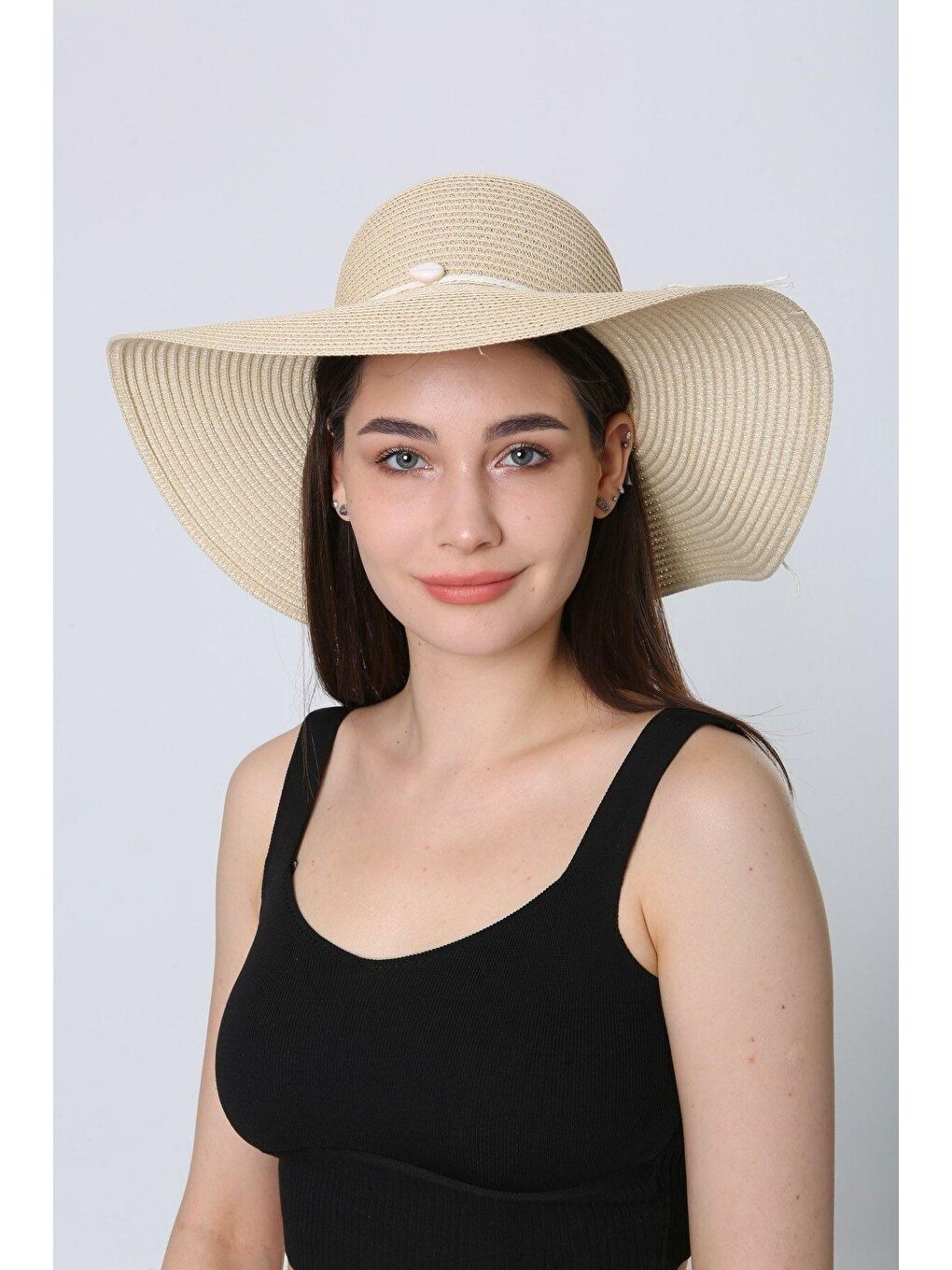 Bej Deniz Kabuklu Hasır Şapka Hsr2064 Kutulu Gönderim-1