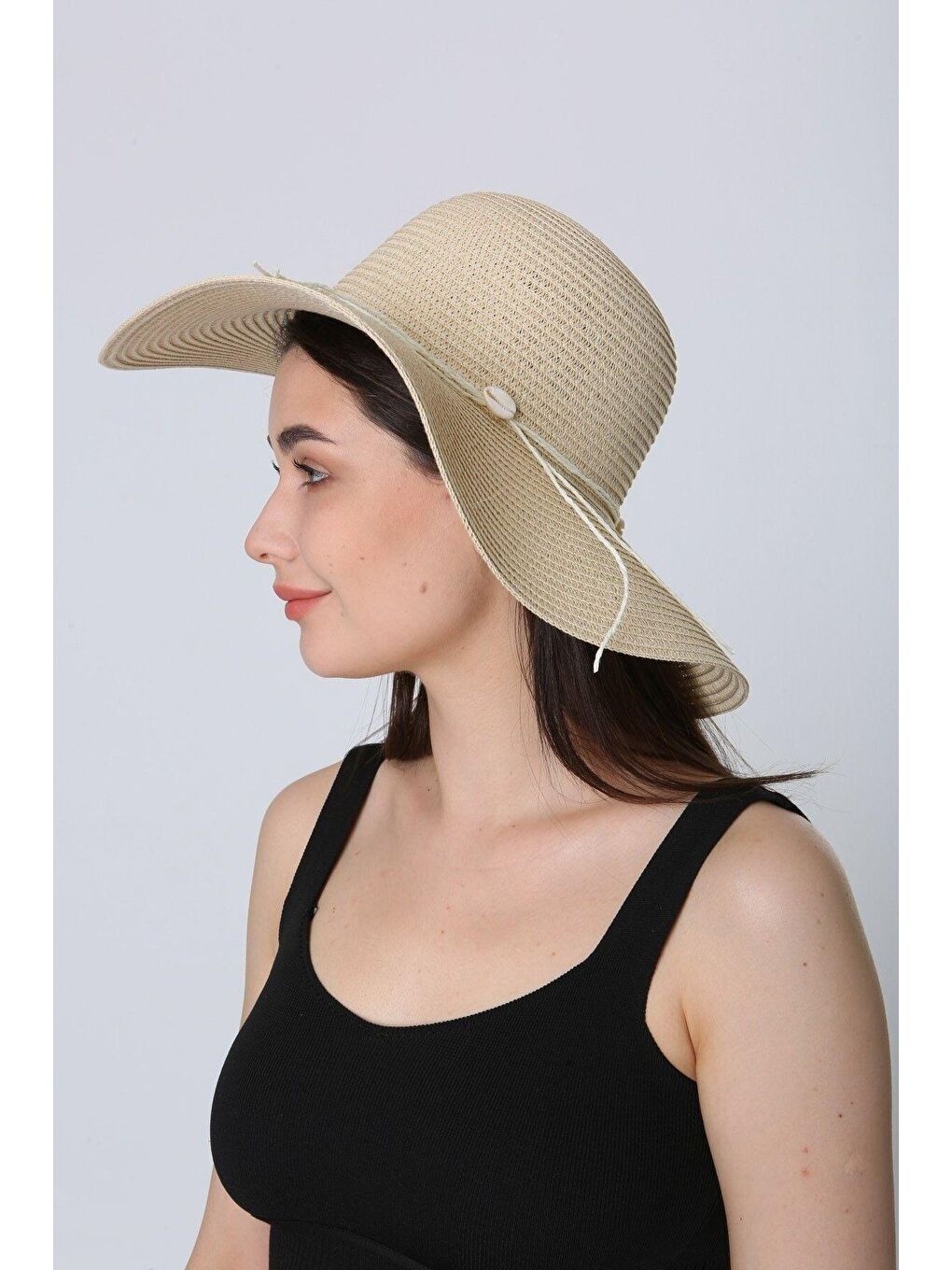 Bej Deniz Kabuklu Hasır Şapka Hsr2064 Kutulu Gönderim-2