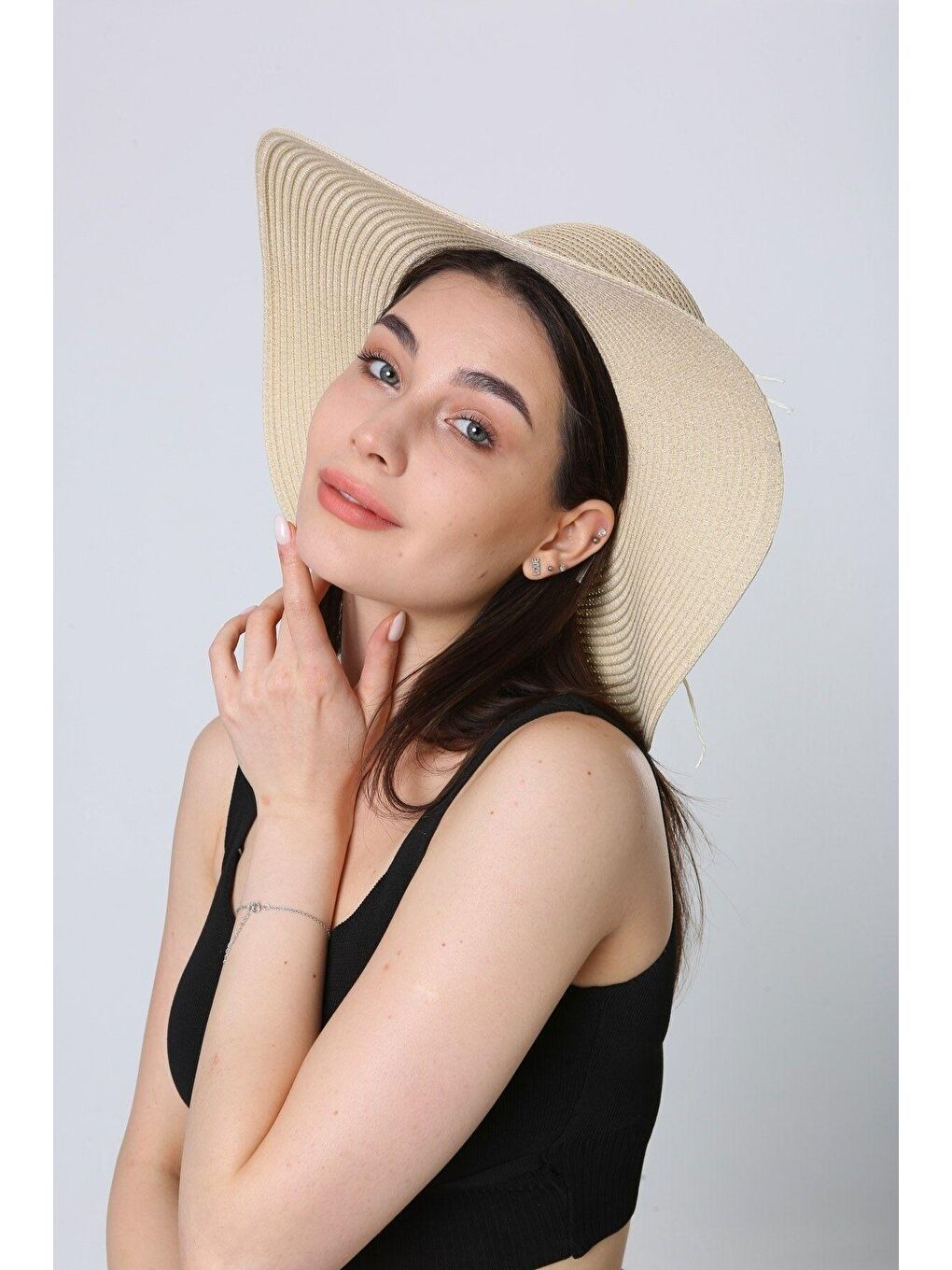 Bej Deniz Kabuklu Hasır Şapka Hsr2064 Kutulu Gönderim-3