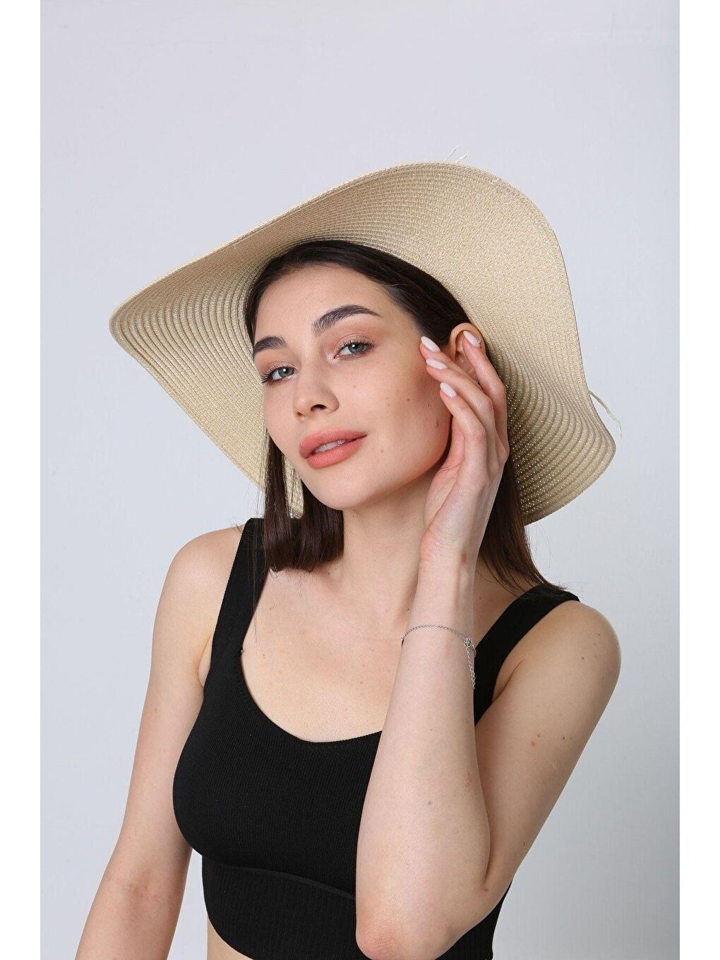 Bej Deniz Kabuklu Hasır Şapka Hsr2064 Kutulu Gönderim-4