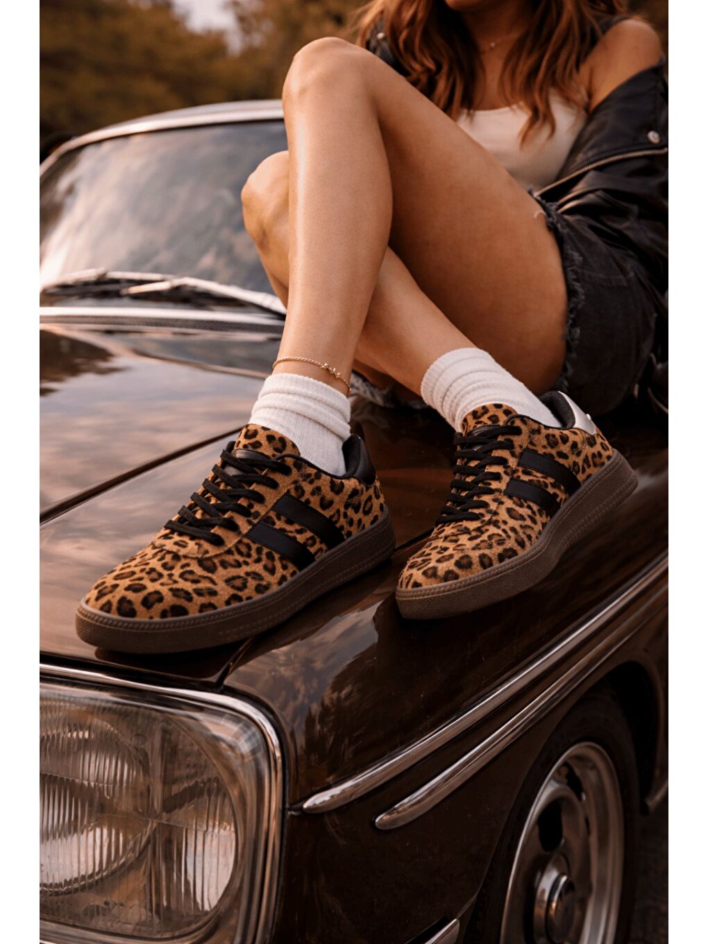 Sarı LEOPARD Kadın Ortopedik Günlük Bağcıklı Yürüyüş Leopar Desenli Sneaker Spor Ayakkabı-1