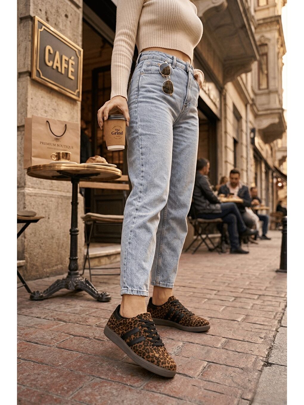 Sarı LEOPARD Kadın Ortopedik Günlük Bağcıklı Yürüyüş Leopar Desenli Sneaker Spor Ayakkabı-2