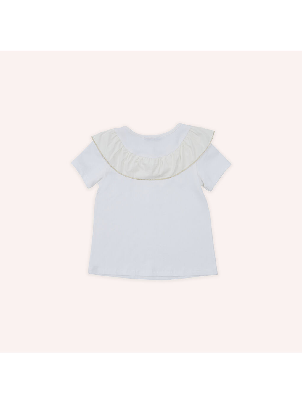 Kız Çocuk Gold Detaylı T-Shirt Ekru-1