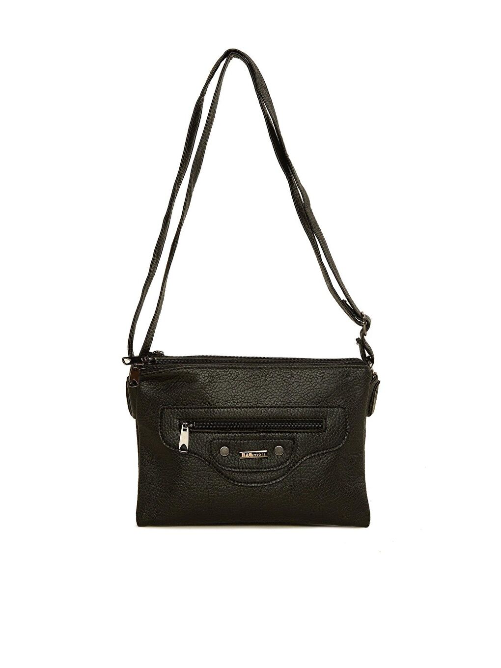 Siyah Üç Fermuarlı Parçalı Çanta