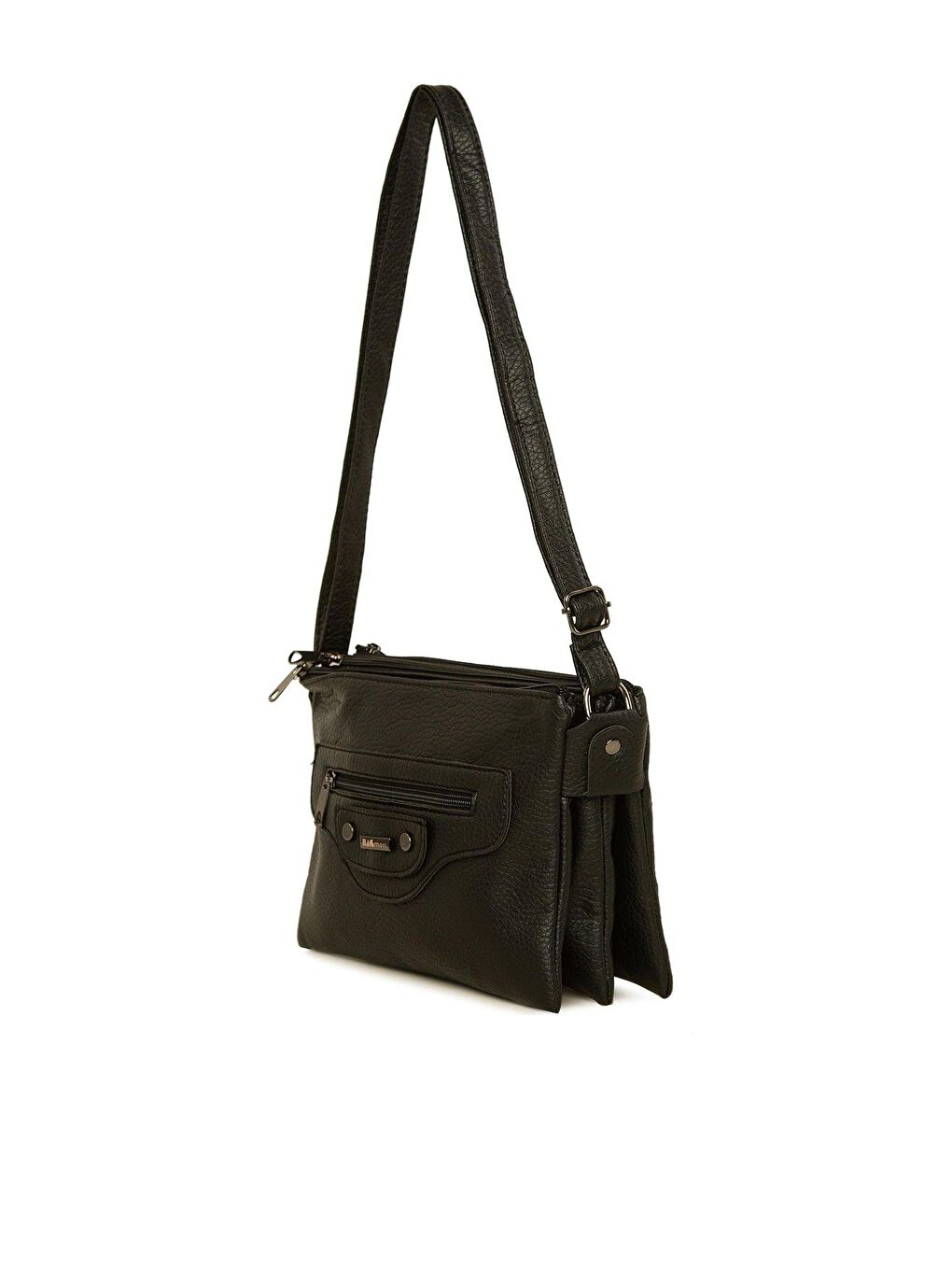 Siyah Üç Fermuarlı Parçalı Çanta-1