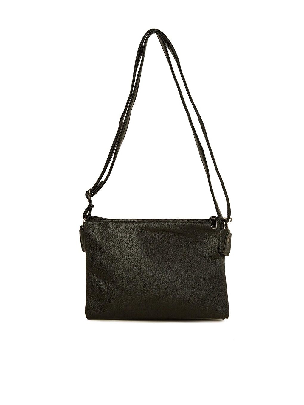 Siyah Üç Fermuarlı Parçalı Çanta-2