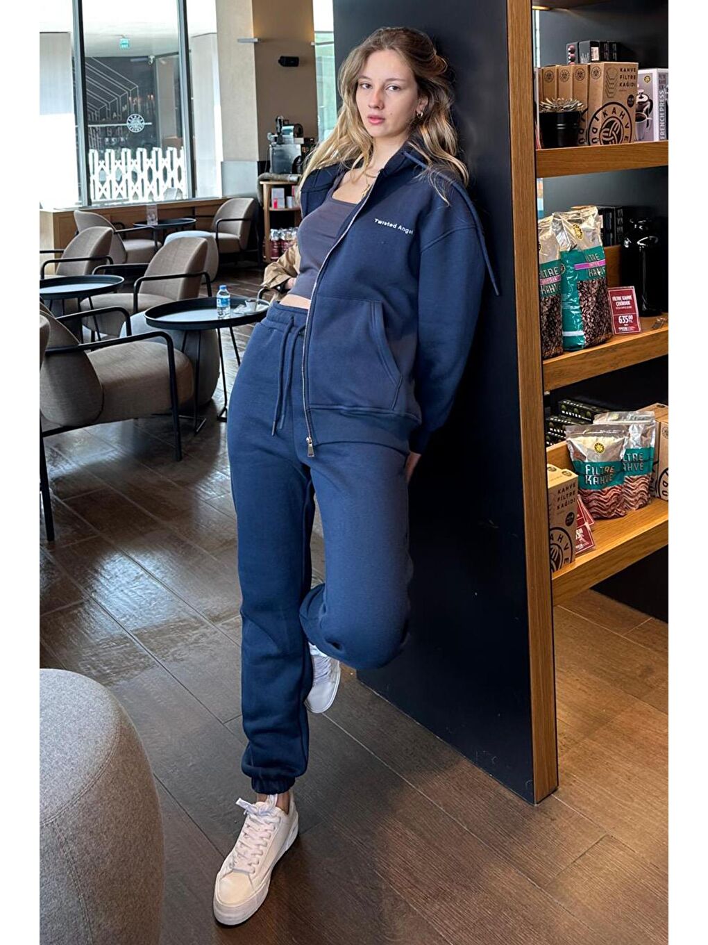 Lacivert Kapüşonlu Fermuarlı Eşofman Takımı Mg2227-1