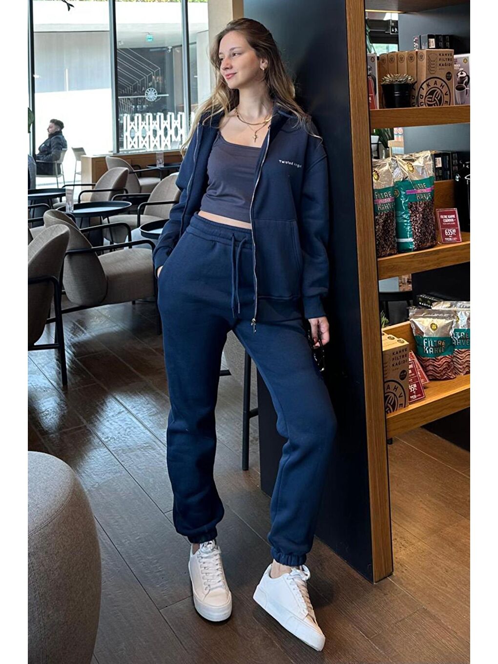 Lacivert Kapüşonlu Fermuarlı Eşofman Takımı Mg2227-2