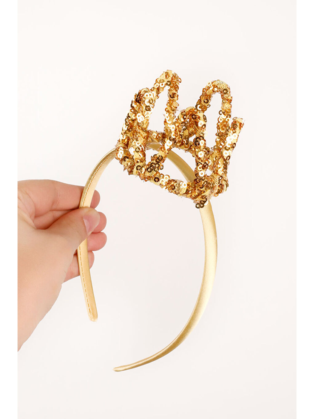 Sarı Altın Pullu Minik Kraliçe Kız Çocuk Taç