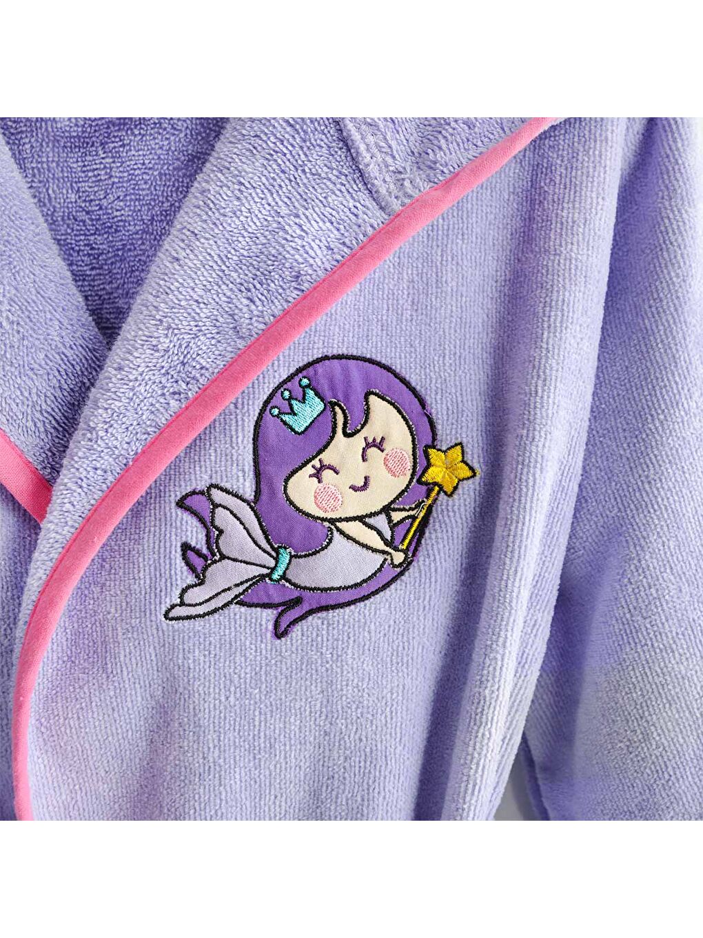 Mor Kadife Çocuk Bornoz Küçük Deniz Kızı 5-6 yaş-4