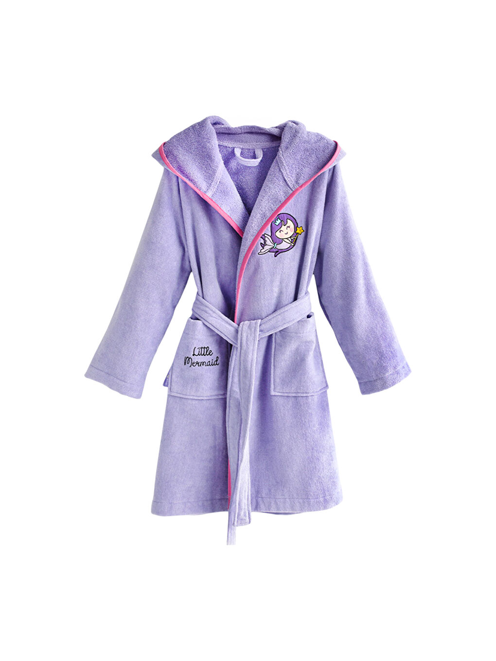 Mor Kadife Çocuk Bornoz Küçük Deniz Kızı 5-6 yaş-6