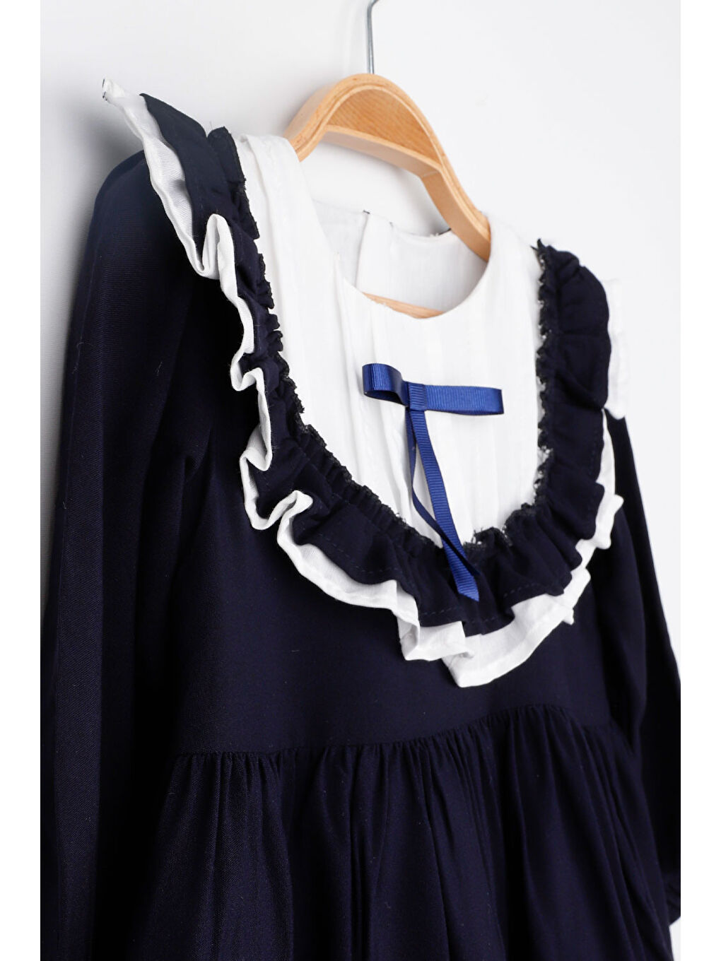 Lacivert Vintage Kız Çocuk Elbise - Silvia-4