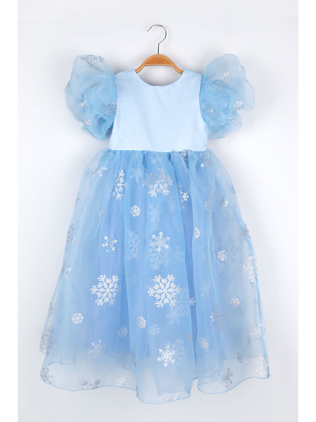 Mavi Yıldızlı Tül Etekli Kız Çocuk Elbise - Elsa-4