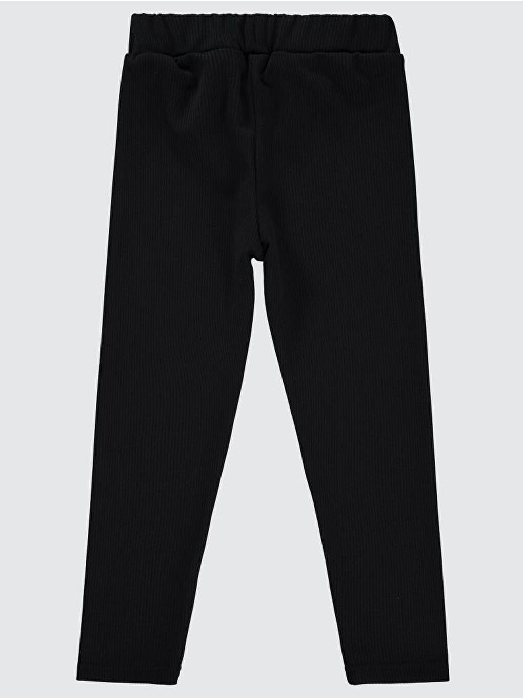 Girls Düz 6-9 Yaş Tayt - Siyah 9-10 Yaş