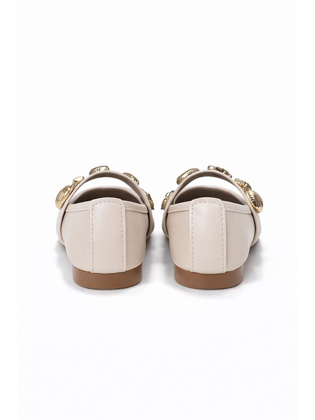 Ekru STELLA Deniz Kabuğu Kemerli Babet Günlük Kadın Ayakkabı Ev Babeti-2