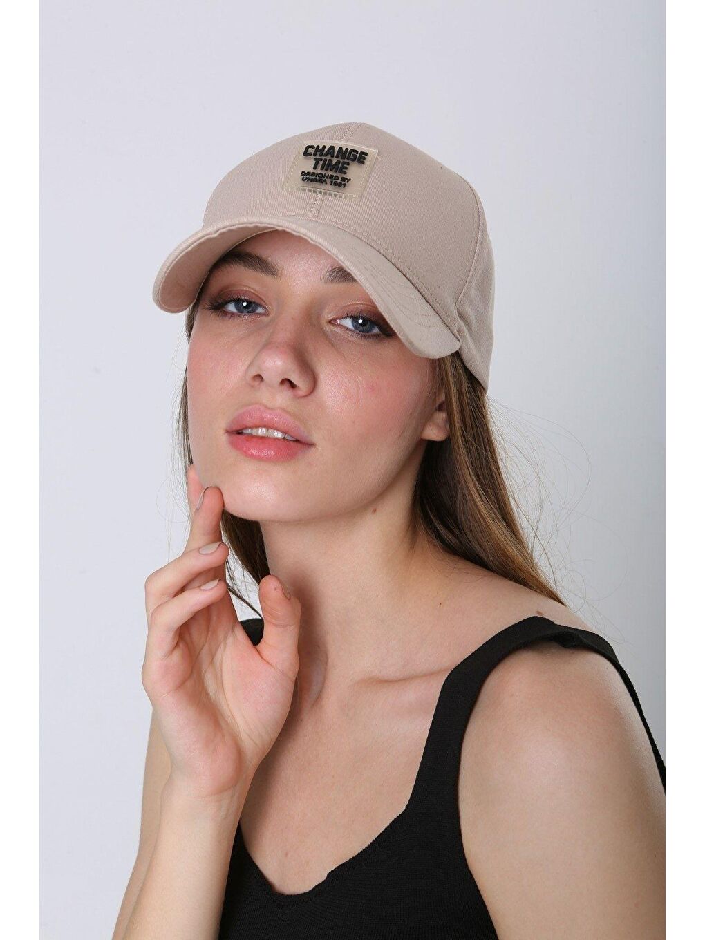 Unisex Bej Change Time Nakışlı Kep Beyzbol Şapka Spk95-2