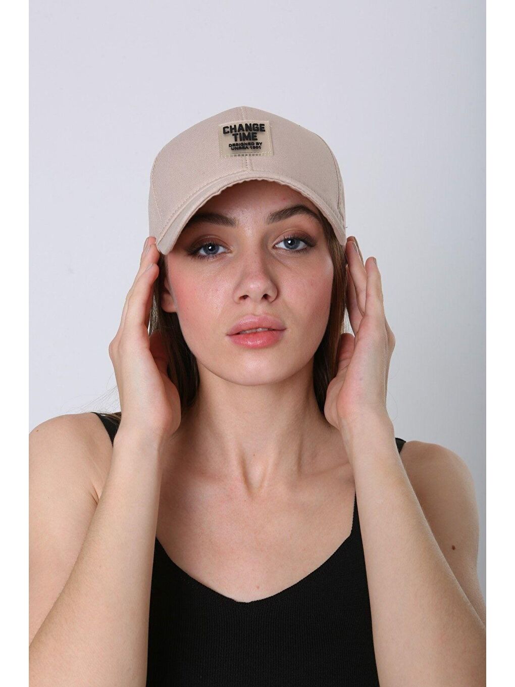 Unisex Bej Change Time Nakışlı Kep Beyzbol Şapka Spk95-3