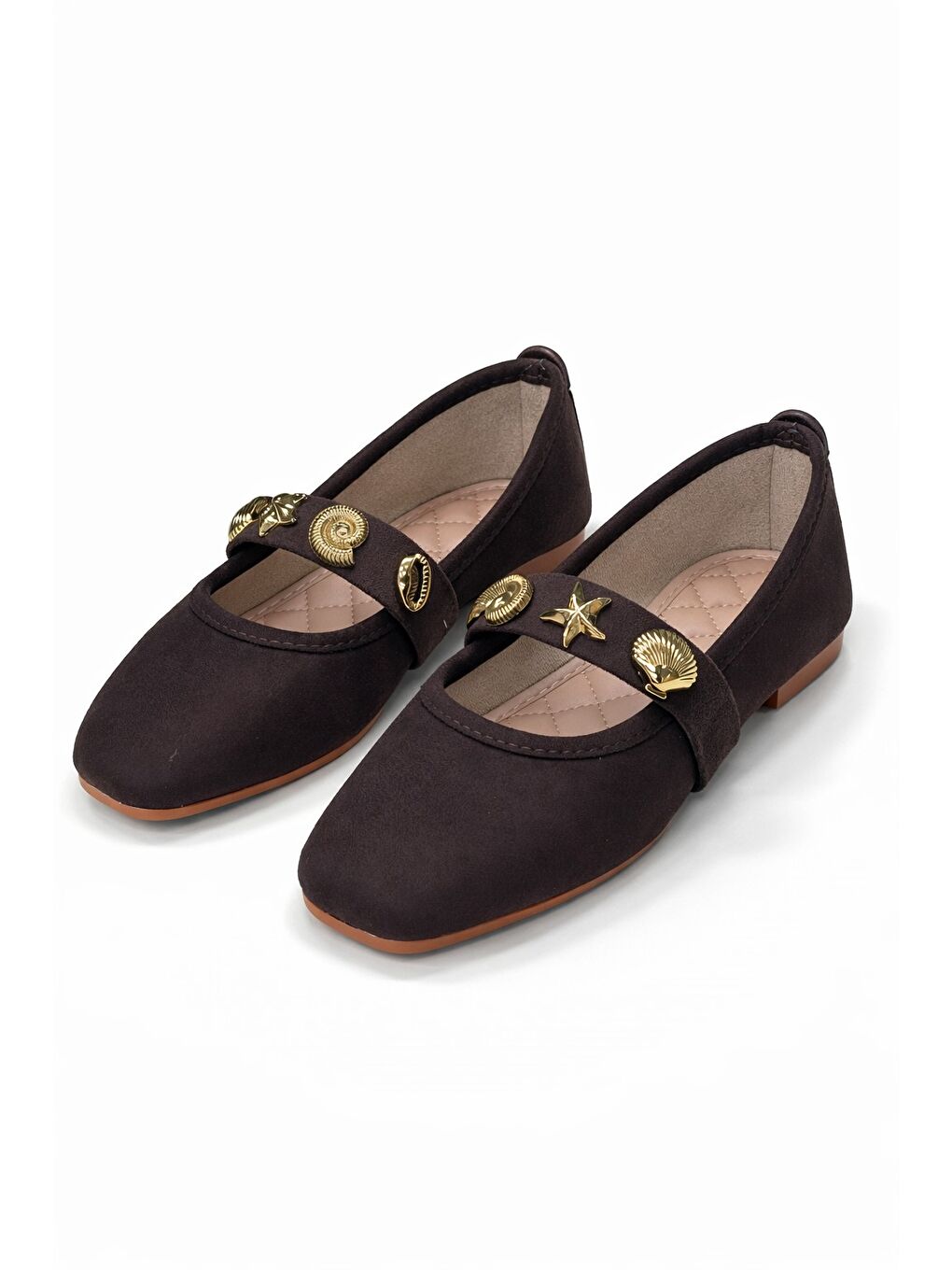 Kahverengi STELLA Deniz Kabuğu Kemerli Babet Günlük Kadın Ayakkabı Ev Babeti-3