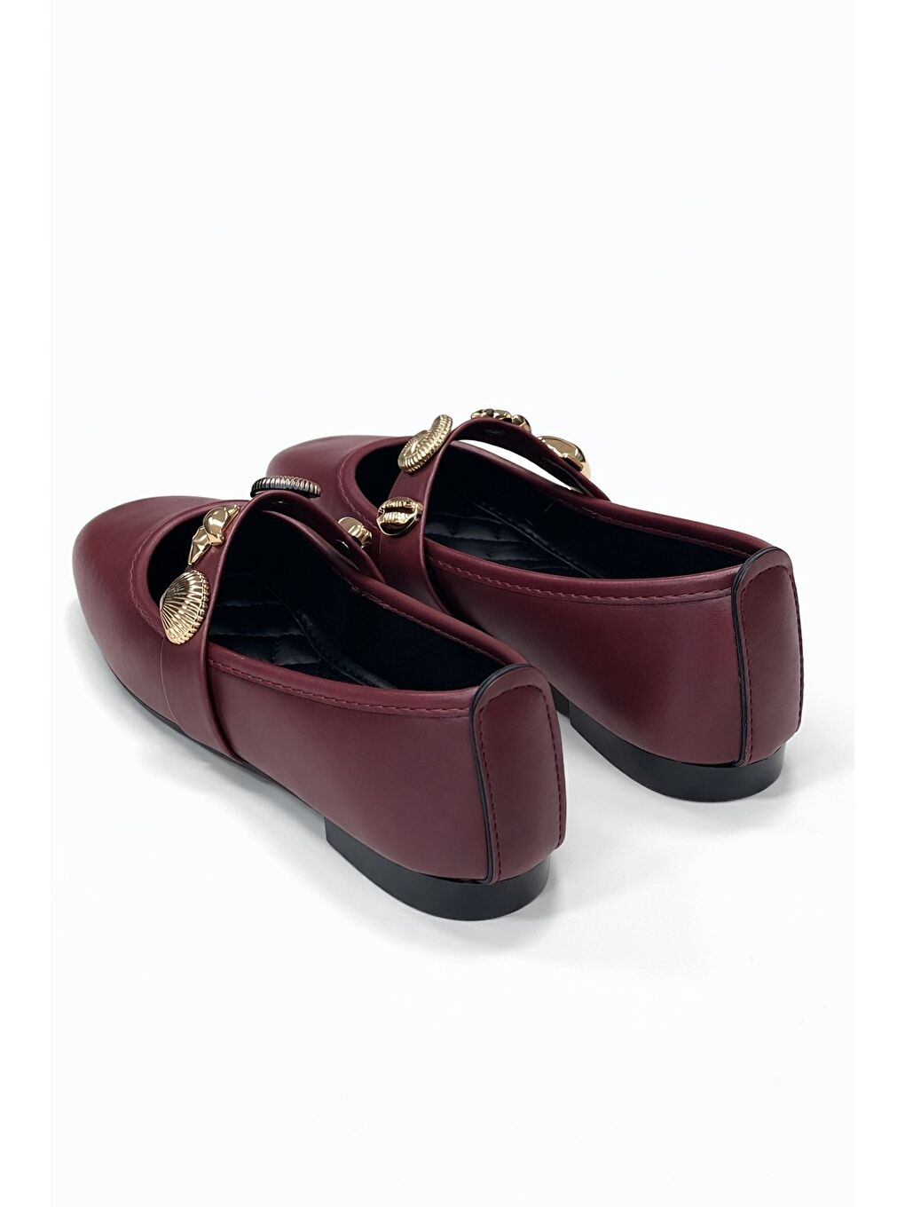 Bordo STELLA Deniz Kabuğu Kemerli Babet Günlük Kadın Ayakkabı  Ev Babeti-2