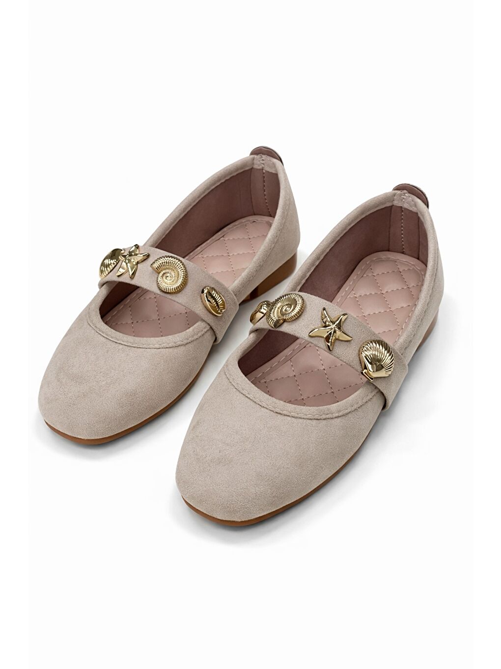 Bej STELLA Deniz Kabuğu Kemerli Babet Günlük Kadın Ayakkabı Ev Babeti