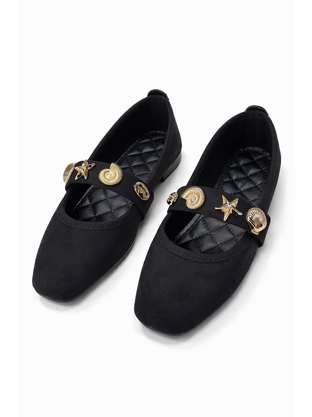 Siyah STELLA Deniz Kabuğu Kemerli Babet Günlük Kadın Ayakkabı  Ev Babeti-4