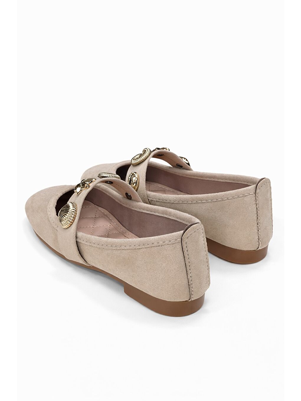 Bej STELLA Deniz Kabuğu Kemerli Babet Günlük Kadın Ayakkabı Ev Babeti-3