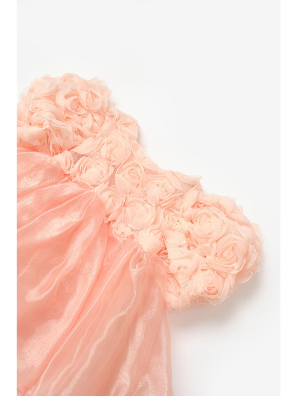 Pembe Somon Gül Detaylı Tül Etekli Kız Çocuk Elbise - Nelia-4