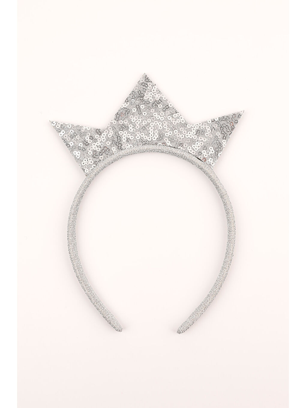 Gri Gümüş Payetli Kız Çocuk Kraliçe Taç