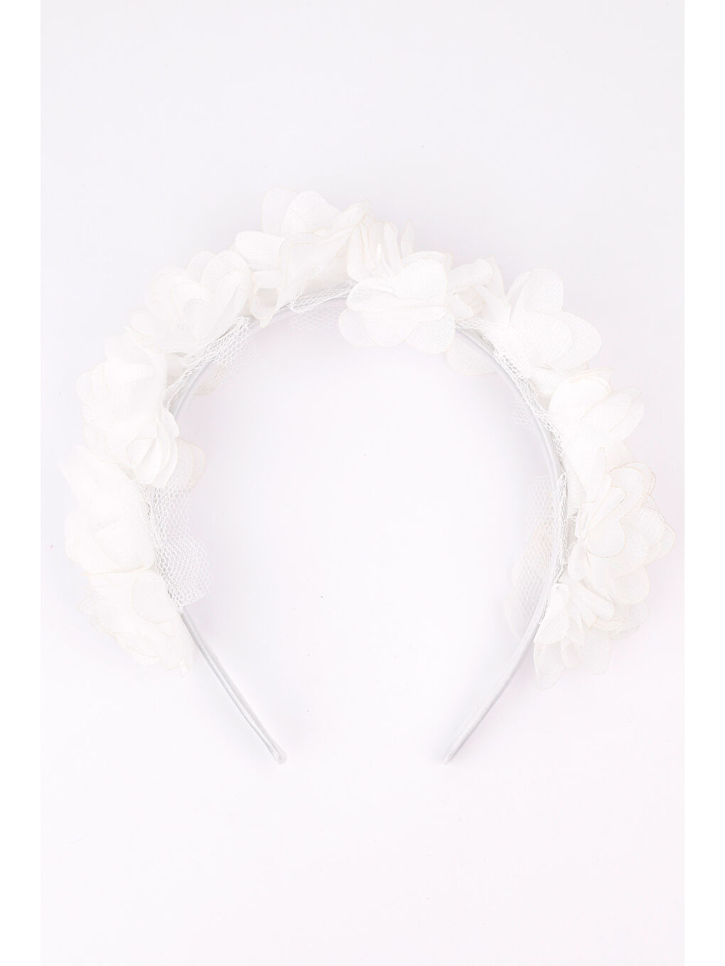 Beyaz Çiçekli Kız Çocuk Taç