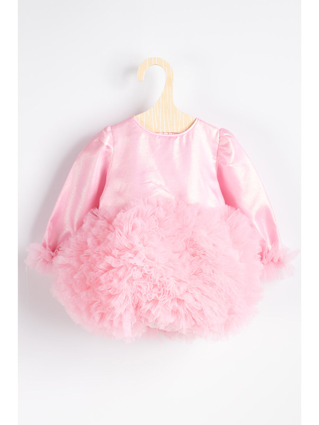 Pembe Uzun Kollu Tütülü Kız Bebek Prenses Elbise - Asel