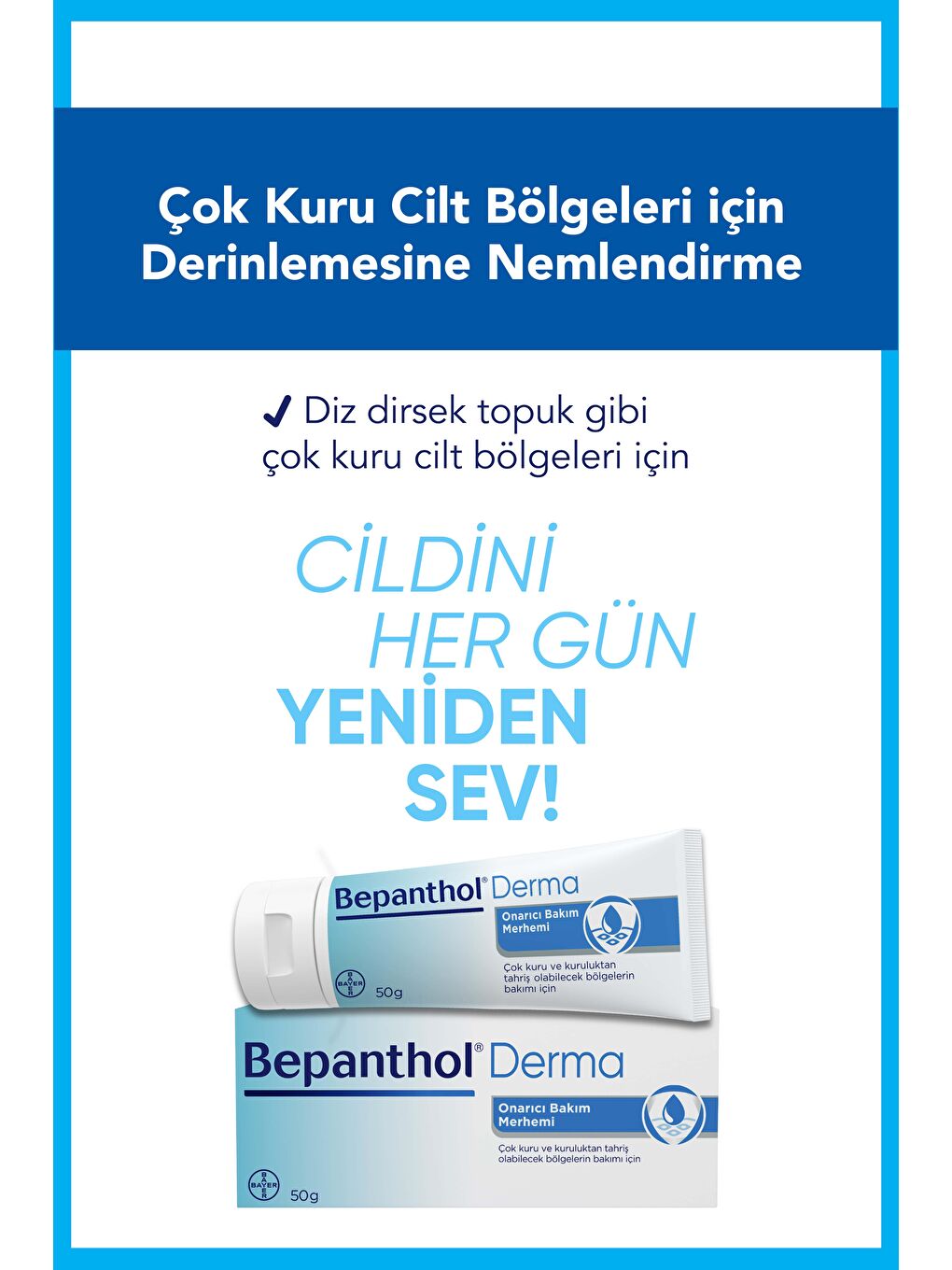 Bepanthol Derma Cilt Bakım Kremi 50g + Onarıcı Bakım Merhemi 50g + Bel Çantası Hediye - 3