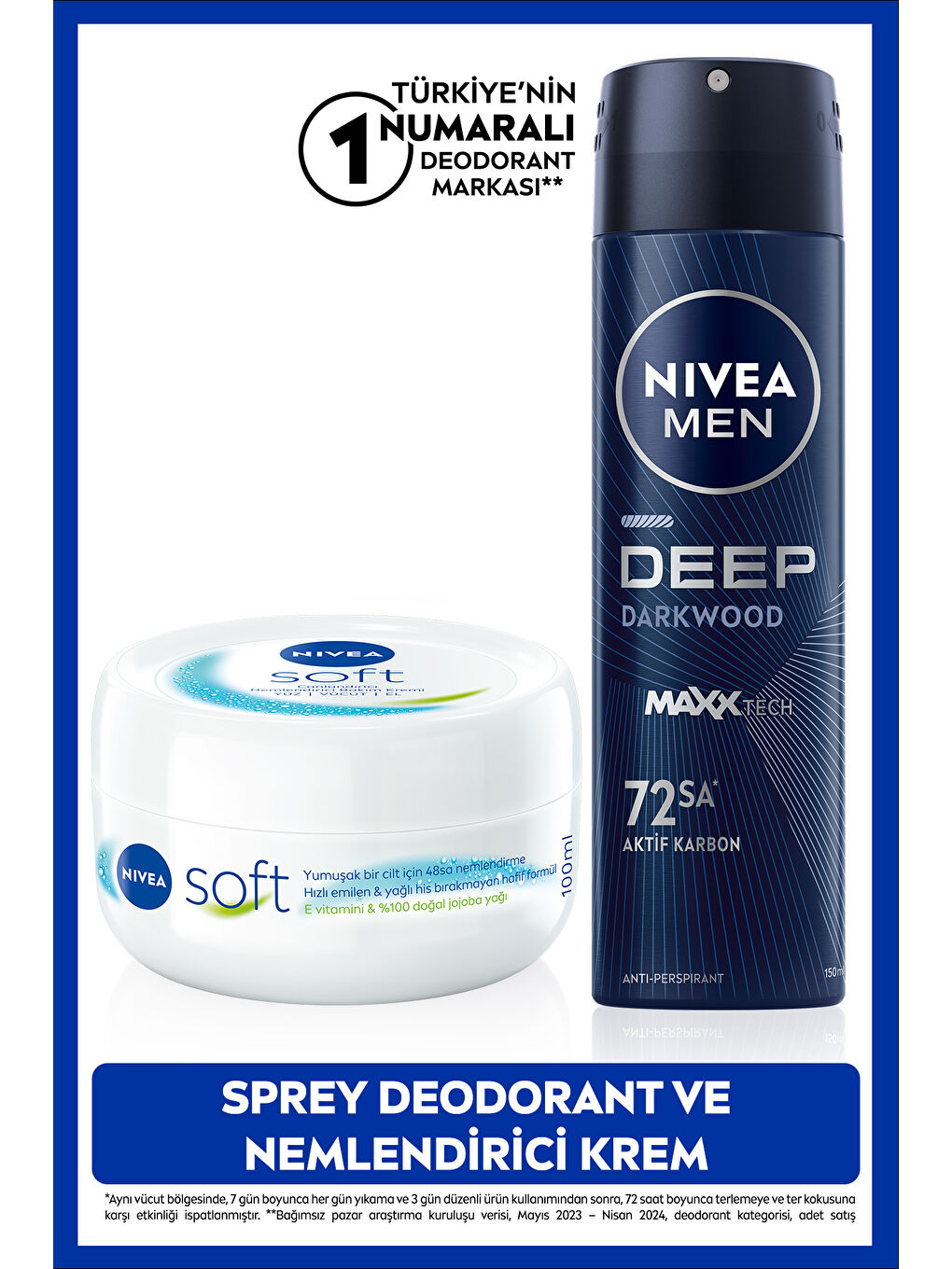 NIVEA Men Erkek Sprey Deodorant Deep Dimension 150ml, Ter Karşıtı Ve Soft Nemlendirici Vücut Kremi