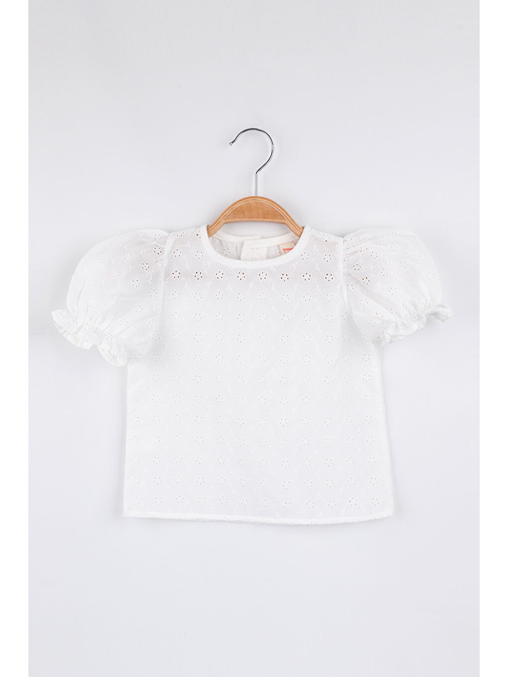 Beyaz Kısa Kollu Fisto Kız Çocuk Bluz-1