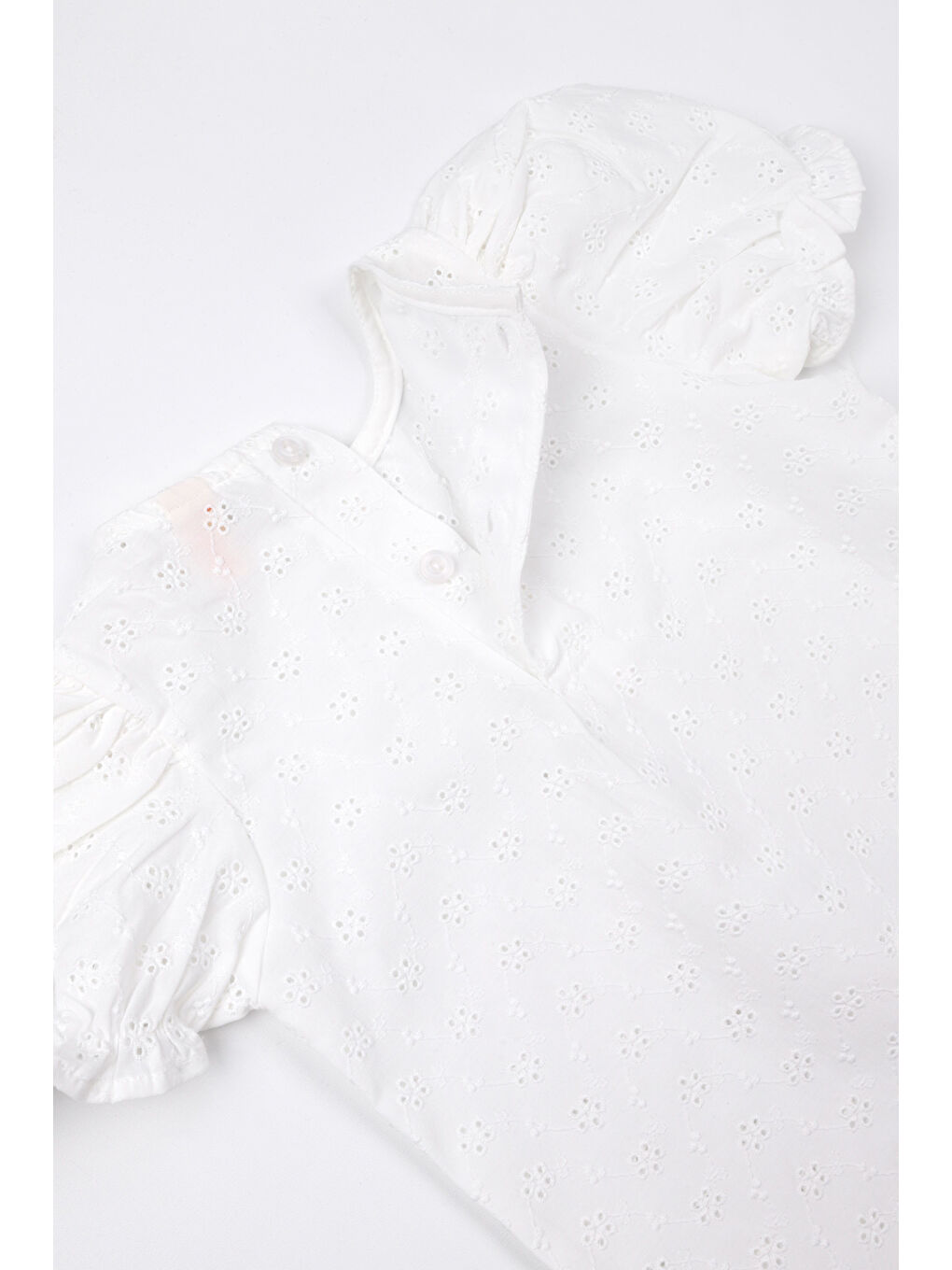 Beyaz Kısa Kollu Fisto Kız Çocuk Bluz-3