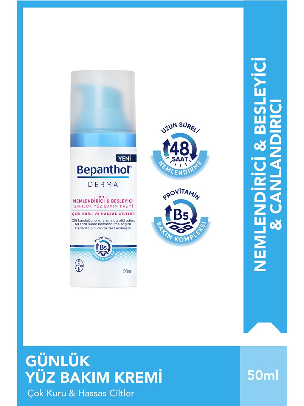 Bepanthol Derma Nemlendirici & Besleyici Günlük Yüz Bakım Kremi 50ml