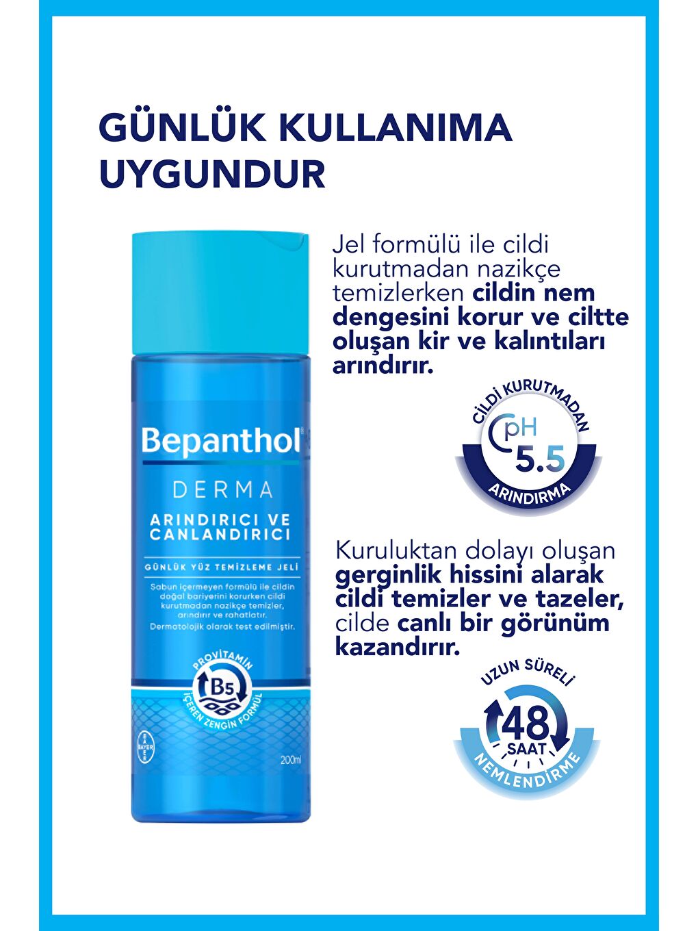 Bepanthol Derma Arındırıcı & Canlandırıcı Günlük Yüz Temizleme Jeli 200 ML - 1