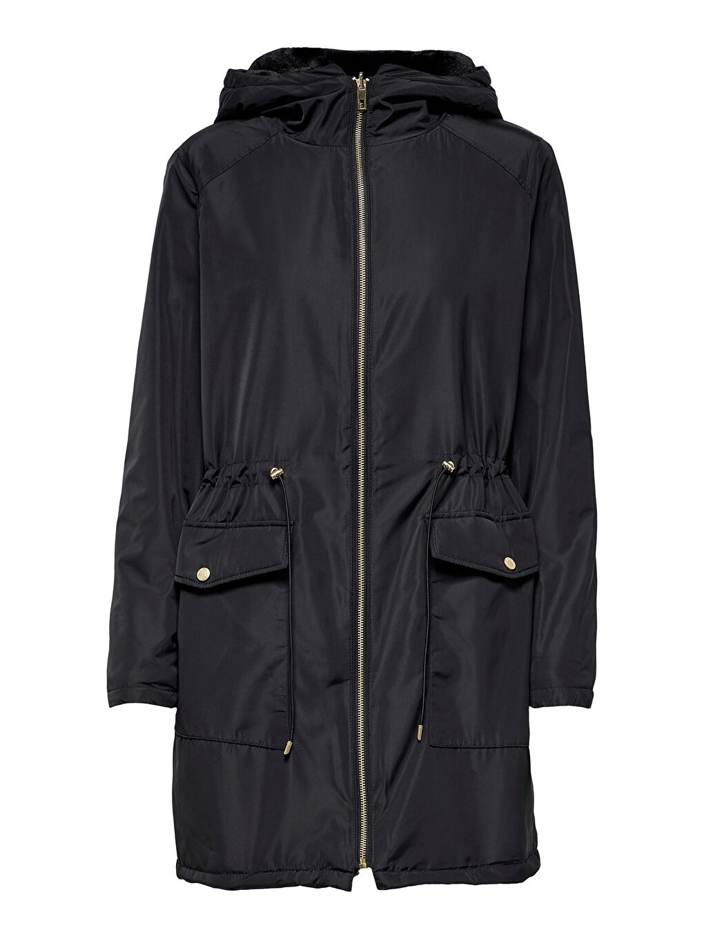 Siyah Onldahlia Çift Taraflı Kapüşonlu Kadın Mont 15208727-5