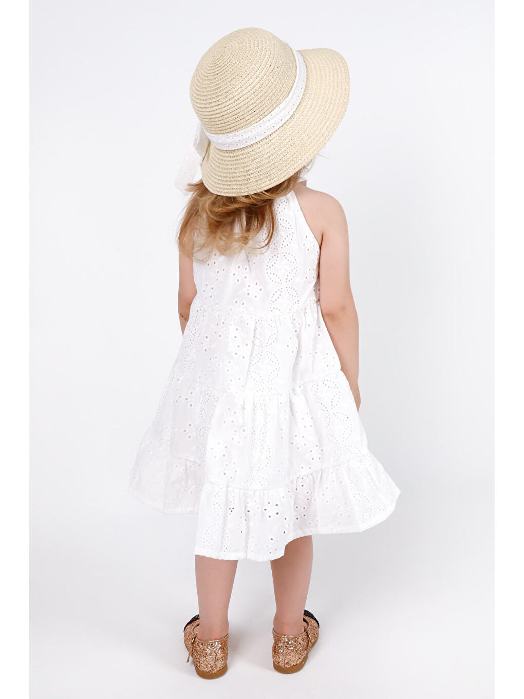 Ekru Kolsuz Fisto Kız Çocuk Elbise - Mardelle-1