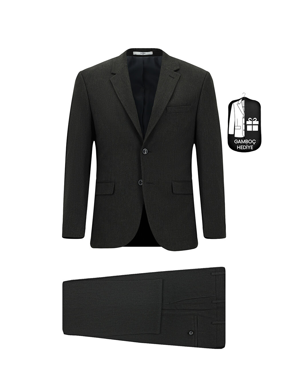 Antrasit 4 Drop Relaxed Fit Rahat Kesim Mevsimlik Mono Yaka Elastanlı Esnek Takım Elbise-3