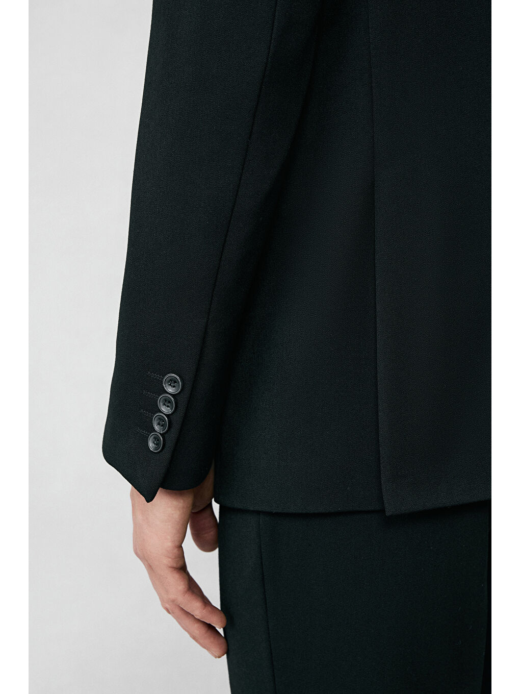 Siyah 4 Drop Relaxed Fit Rahat Kesim Mevsimlik Mono Yaka Elastanlı Esnek Takım Elbise-5