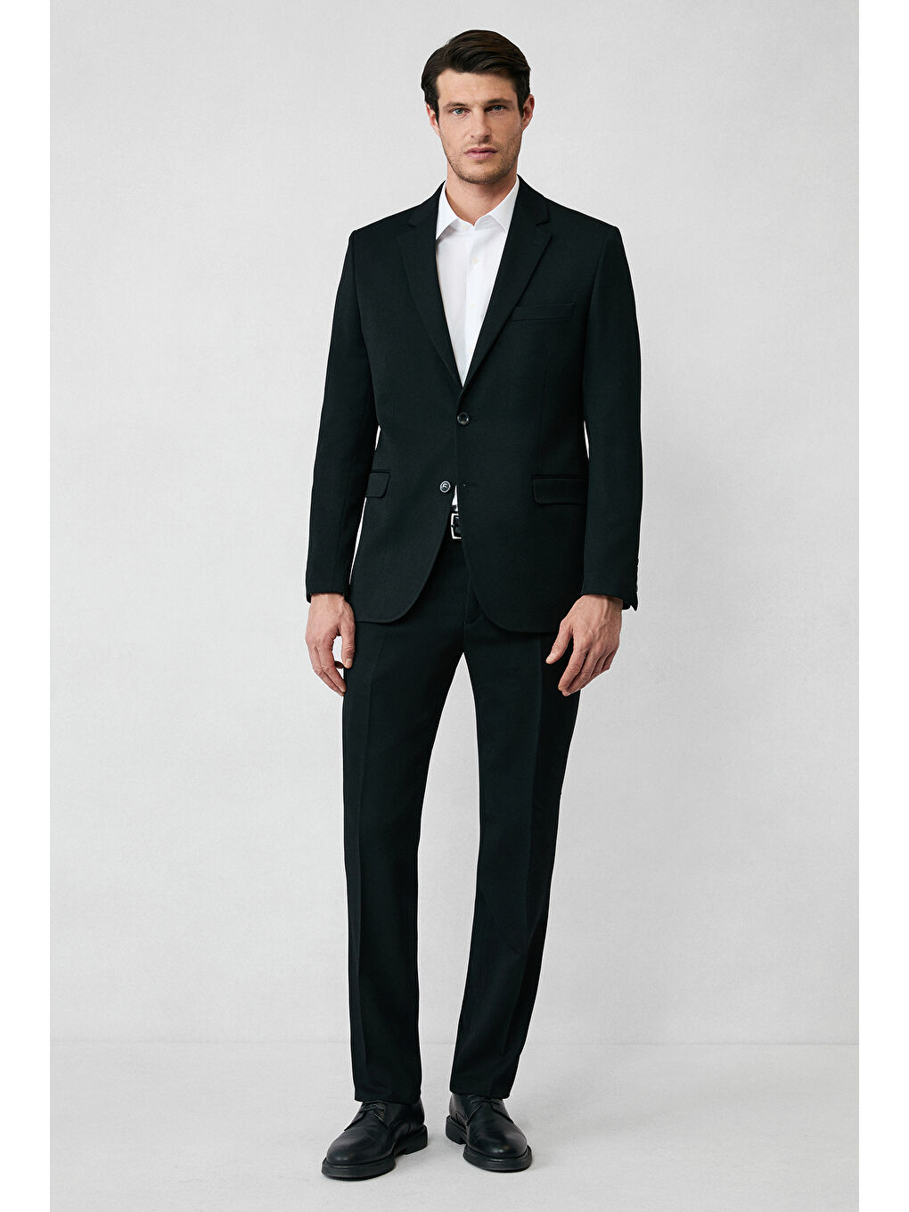 Siyah 4 Drop Relaxed Fit Rahat Kesim Mevsimlik Mono Yaka Elastanlı Esnek Takım Elbise-6