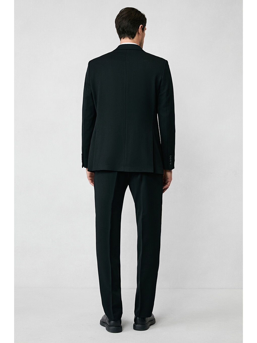 Siyah 4 Drop Relaxed Fit Rahat Kesim Mevsimlik Mono Yaka Elastanlı Esnek Takım Elbise-7