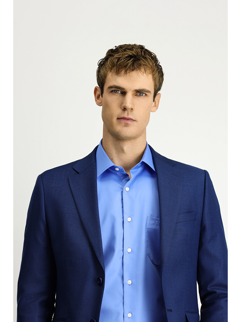 Lacivert 7 Drop Slim Fit Dar Kesim Desenli Beli Lastikli Takım Elbise-3