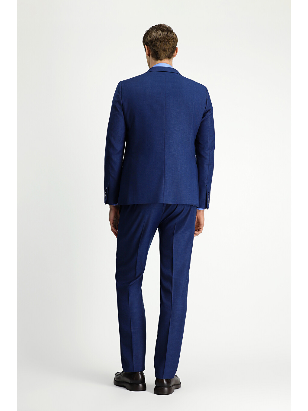 Lacivert 7 Drop Slim Fit Dar Kesim Desenli Beli Lastikli Takım Elbise-4