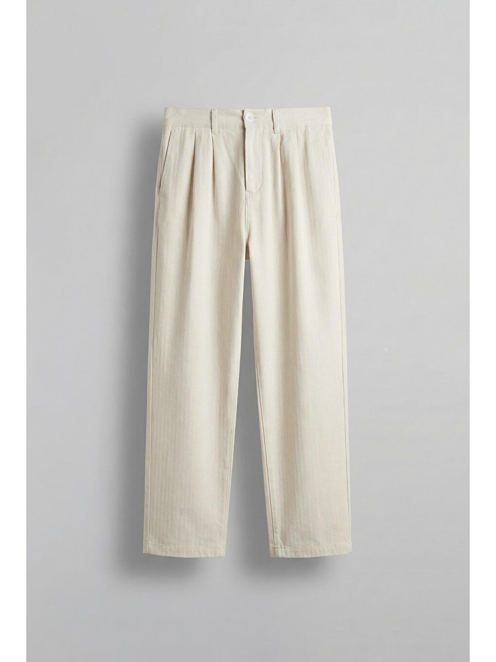 Erkek Beli Lastikli Desenli Baggy Pantolon Bej