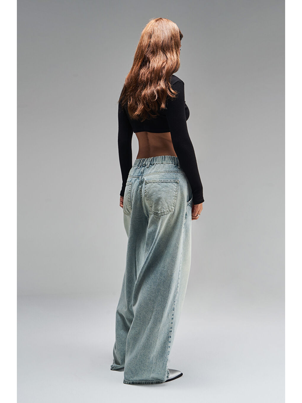 Mavi Kadın Tint Jean Rengi Skater Balon Fit Orta Bel Denim-1